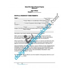 Bill of Sale of Personal Property - Maine (No Warranty)